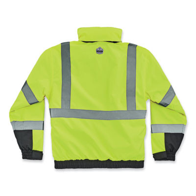 Glowear 8381 Class 3 Hi-Vis 4-In-1 Quilted Bomber Jacket, Lime, Small