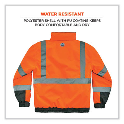 Glowear 8377 Class 3 Hi-Vis Quilted Bomber Jacket, Orange, 2X-Large