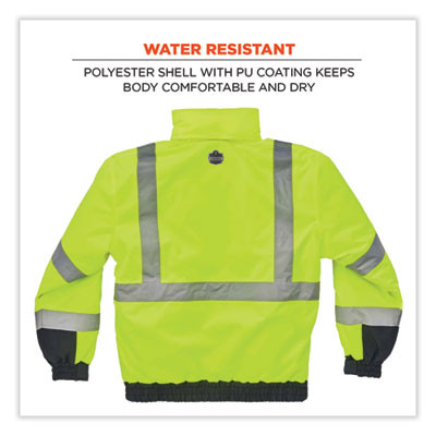 Glowear 8377 Class 3 Hi-Vis Quilted Bomber Jacket, Lime, Large