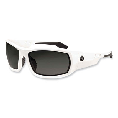 Skullerz Odin Safety Glasses, White Full Frame, Polarized Smoke Dual Lens