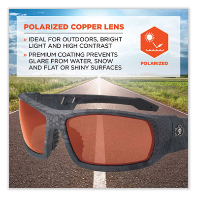 Skullerz Odin Safety Glasses, Kryptek Typhon Full Frame, Polarized Copper Dual Lens