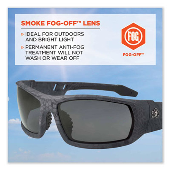 Skullerz Odin Safety Glasses, Kryptek Typhon Nylon Impact Frame, Antifog Smoke Polycarbonate Lens
