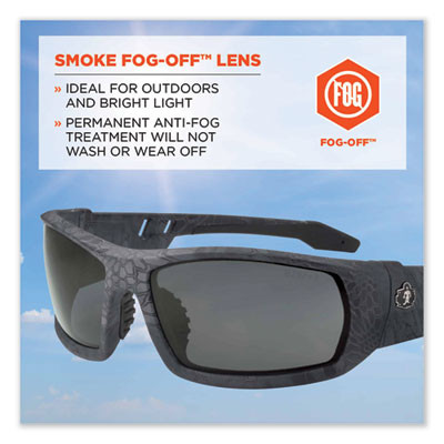 Skullerz Odin Safety Glasses, Fog-Off Technology, Kryptek Typhon Full Frame, Smoke Dual Lens