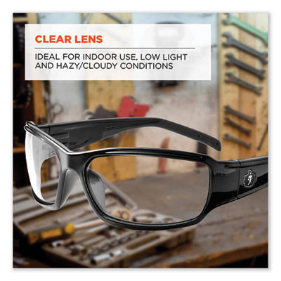 Skullerz Thor Safety Glasses, Black Full Frame, Clear Dual Lens