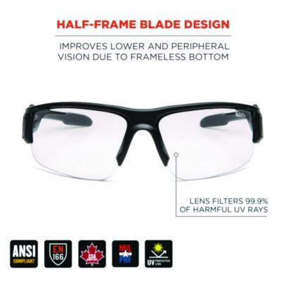 Skullerz Dagr Anti-Scratch Enhanced Anti-Fog Safety Glasses, Matte Black Half Frame, Clear Dual Lens