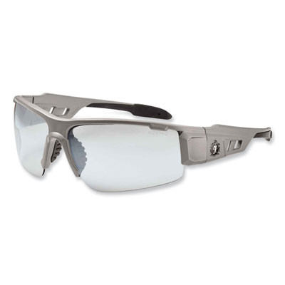 Skullerz Dagr Safety Glasses, Matte Gray Half Frame, Clear Single I/O Lens