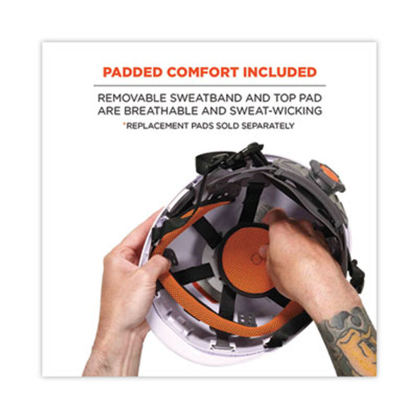 Skullerz 8974 Class E Safety Helmet, 6-Point Ratchet Suspension, White