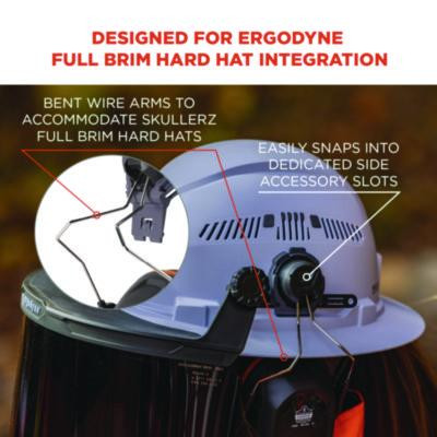 Skullerz 8880 Nrr 26Db Hard Hat Mounted Earmuffs, Full Brim, 26 Db Nrr, Black/Red