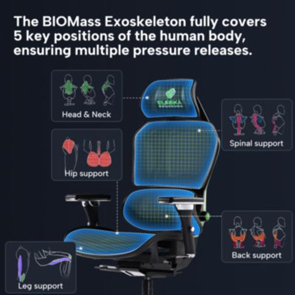 Typhon Hybrid Chair, Supports Up To 220 Lb, 18.5" To 22.05" Seat Height, Black Mesh Seat, Black/Green Mesh Back, Black Base