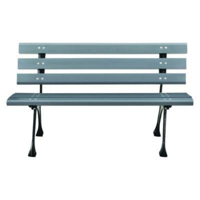 Recycled Plastic Benches With Back, 48" x 23" x 28", Gray Seat/Back, Gray Base