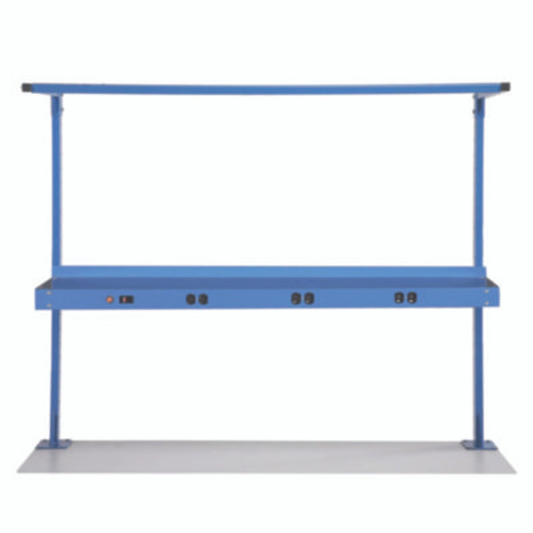 Upper Workbench Shelf, 6 Single Outlets, For Use With 60" Wide Workbenches, 100 Lb Weight Capacity