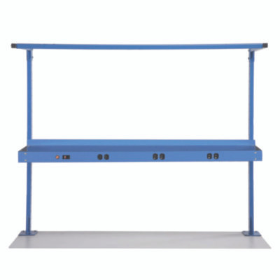 Upper Workbench Shelf, 6 Single Outlets, For Use With 60" Wide Workbenches, 100 Lb Weight Capacity