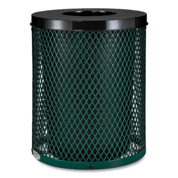 Outdoor Diamond Steel Trash Can, 36 Gal, Green