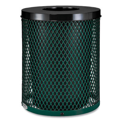 Outdoor Diamond Steel Trash Can, 36 Gal, Green