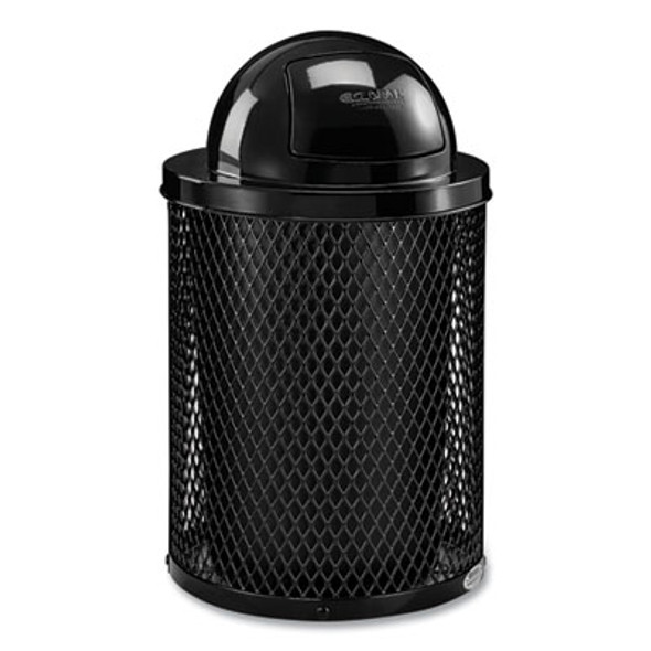 Outdoor Diamond Industrial Steel Trash Can, 36 Gal, Black