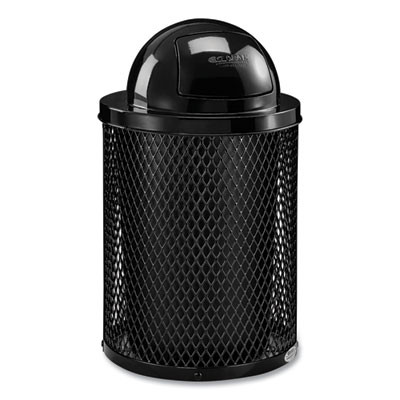 Outdoor Diamond Industrial Steel Trash Can, 36 Gal, Black