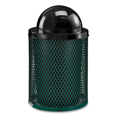 Outdoor Diamond Steel Trash Can, 36 Gal, Dome Lid, Green