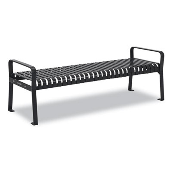Steel Slat Flat Bench, 70" x 24" x 24.25", Black Seat, Black Base
