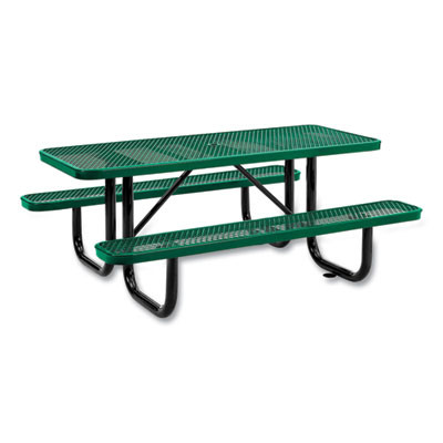Expanded Steel Picnic Table, Rectangular, 72 x 62 x 29.5, Green Top, Green Base/Legs