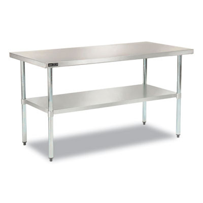 Work Table With Undershelf, Rectangular, 60 x 30 x 35, Silver Top, Silver Base/Legs