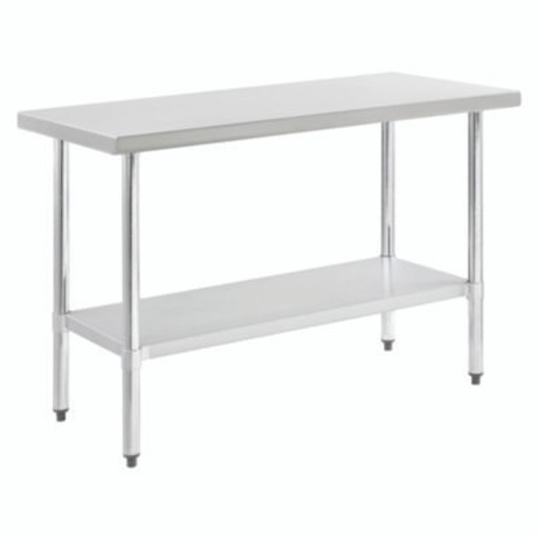 Work Table With Undershelf, Rectangular, 72 x 30 x 35, Silver Top, Silver Base/Legs