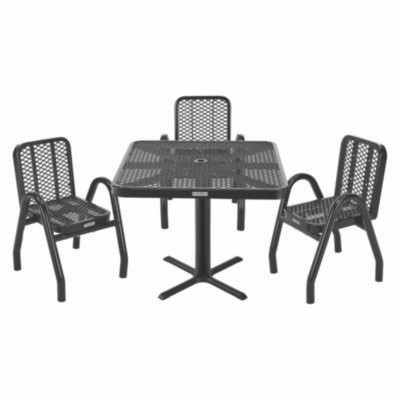 Outdoor Dining Set, Square, 36 x 36 x 36, Black Top, Black Base/Legs