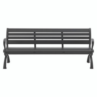 Aluminum Bench With Back, 73" x 22.75" x 30.75", Black Seat/Back, Black Base