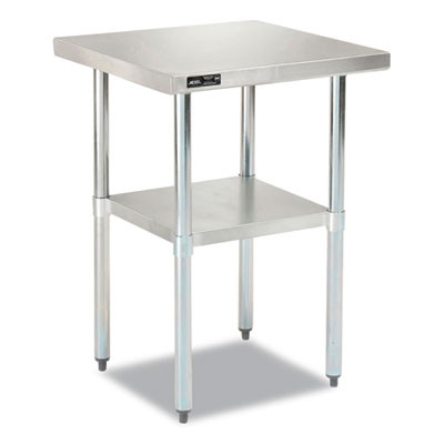 Work Table With Undershelf, Square, 30 x 30 x 35, Silver Top, Silver Base/Legs