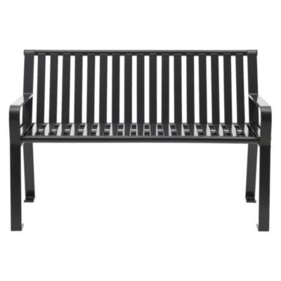 Steel Slat Benches With Back, 48" x 27" x 31", Black Seat/Back, Black Base
