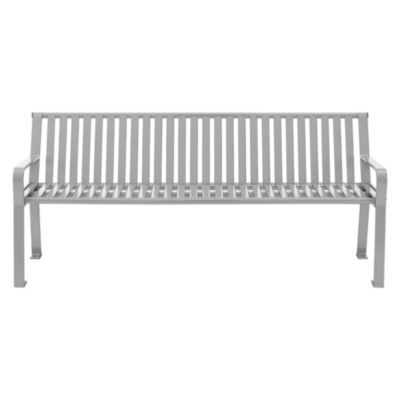 Steel Slat Benches With Back, 72" x 26" x 31", Gray Seat/Back, Gray Base