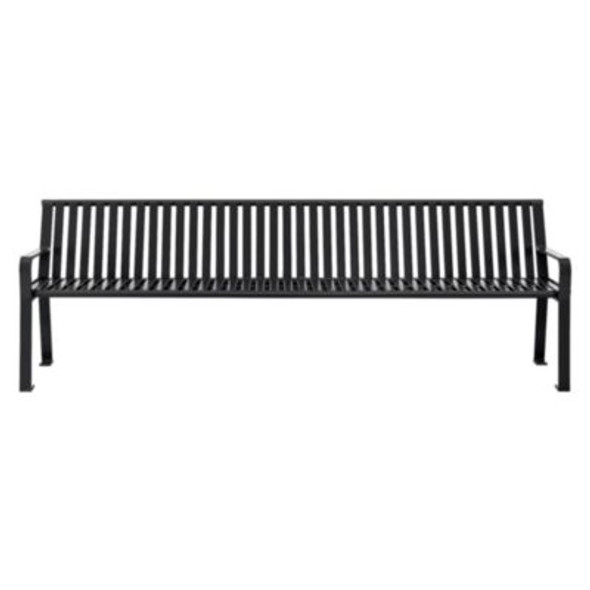 Steel Slat Benches With Back, 96" x 26" x 31", Black Seat/Back, Black Base