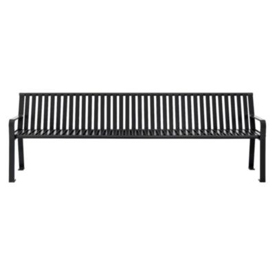 Steel Slat Benches With Back, 96" x 26" x 31", Black Seat/Back, Black Base