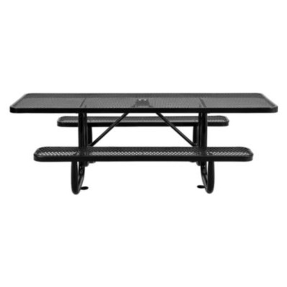 Ada Compliant Expanded Steel Picnic Table, Rectangular, 96 x 60 x 29.5, Black Top And Base