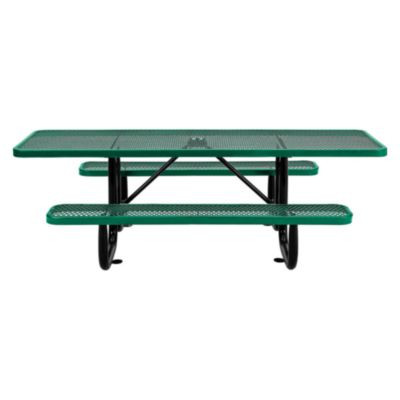Ada Compliant Expanded Steel Picnic Table, Rectangular, 96 x 60 x 21.5, Green Top And Base