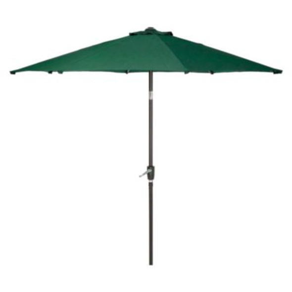 Outdoor Umbrella With Tilt Mechanism, 102" Span, 94" Long, Green Canopy, Black Handle