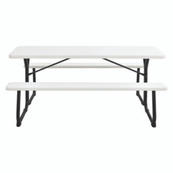 Blow-Molded Plastic Picnic Table, Rectangular, 72 x 60 x 30, White Top, White Base/Legs