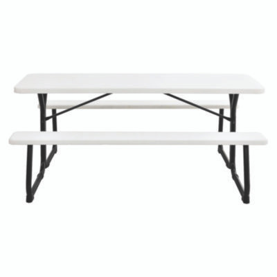 Blow-Molded Plastic Picnic Table, Rectangular, 72 x 60 x 30, White Top, White Base/Legs