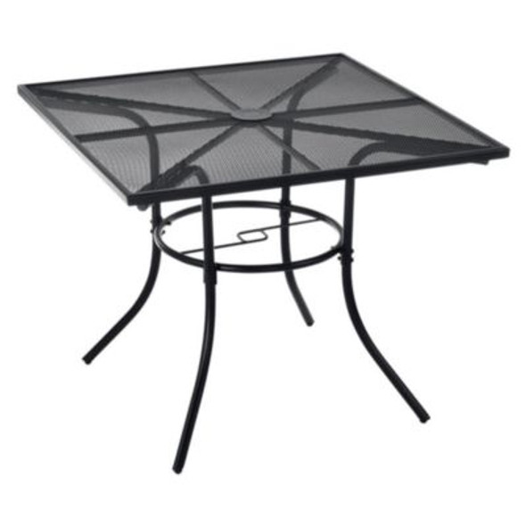 Interion Mesh Cafe Table And Chair Sets, Square, 48 x 48 x 29, Black Top, Black Base/Legs