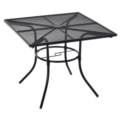 Interion Mesh Cafe Table And Chair Sets, Square, 48 x 48 x 29, Black Top, Black Base/Legs