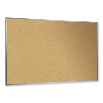Aluminum-Frame Natural Corkboard, 24" x 18", Tan Surface, Satin Aluminum Frame