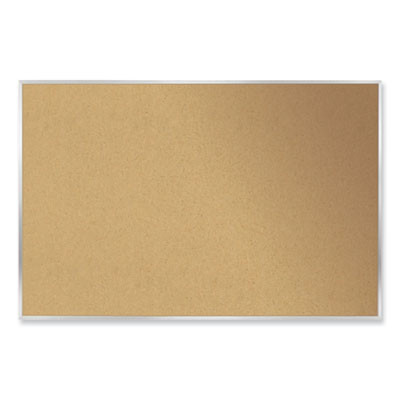 Aluminum-Frame Natural Corkboard, 46.5" x 36", Tan Surface, Satin Aluminum Frame