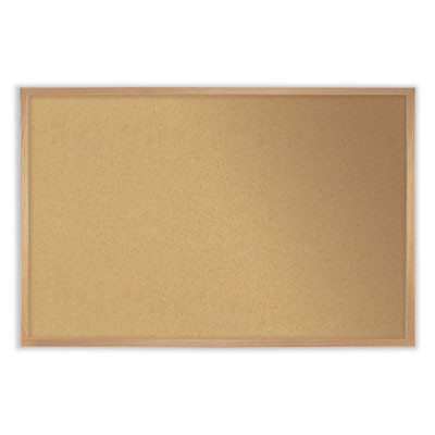 Natural Cork Bulletin Board With Wood Frame, 36" x 24", Tan Surface, Oak Finished Wood Frame