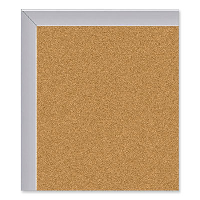 Aluminum-Frame Natural Corkboard, 60.5" x 48.5", Tan Surface, Satin Aluminum Frame