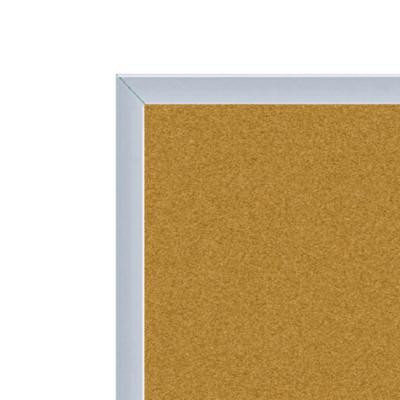 Natural Cork Bulletin Board With Aluminum Frame, 87.91" x 48.5", Tan Surface, Satin Aluminum Frame