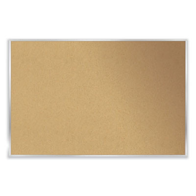 Aluminum-Frame Natural Corkboard, 96.5" x 48.5", Tan Surface, Satin Aluminum Frame