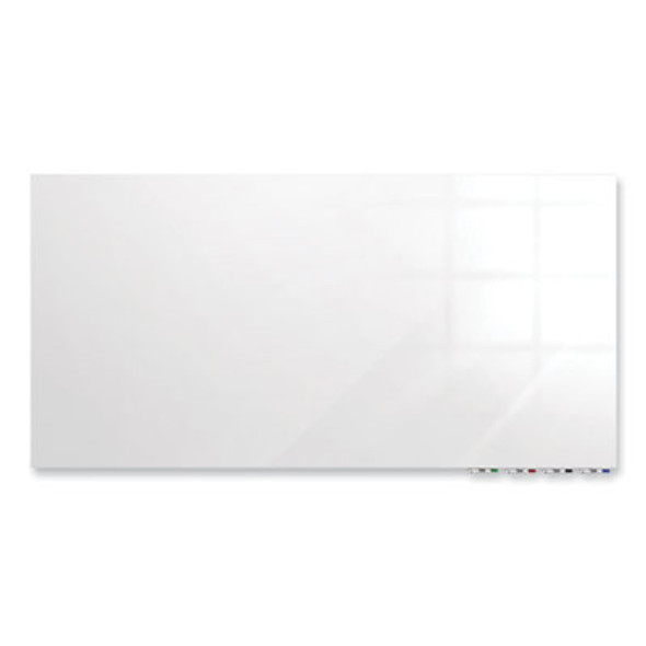 Aria Low-Profile Frameless Magnetic Glassboard, 48" x 36", White Surface