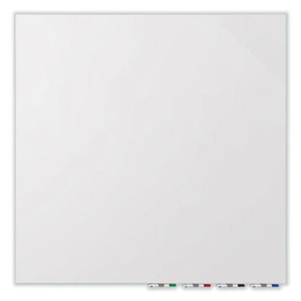 Aria Low-Profile Frameless Magnetic Glassboard, 60" x 36", White Surface