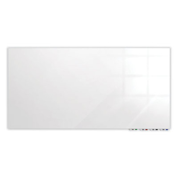 Aria Low-Profile Frameless Magnetic Glassboard, 72" x 48", White Surface