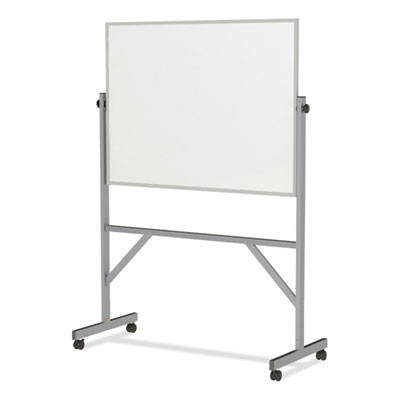 Reversible Magnetic Porcelain Whiteboard With Aluminum Frame, 53.25" x 72.25", White Surface, Satin Aluminum Frame