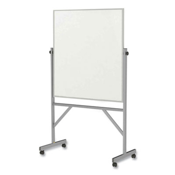 Reversible Magnetic Porcelain Whiteboard With Aluminum Frame, 36" x 48", White Surface, Satin Aluminum Frame